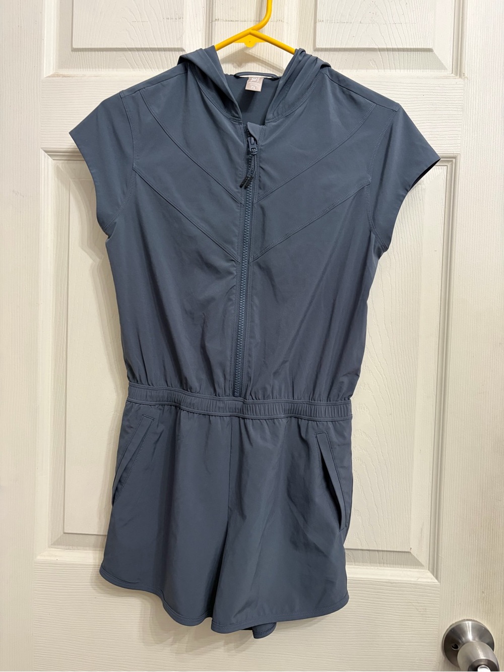 Athleta Girls Hooded Zip-Up Romper in Slate Blue size XL 14